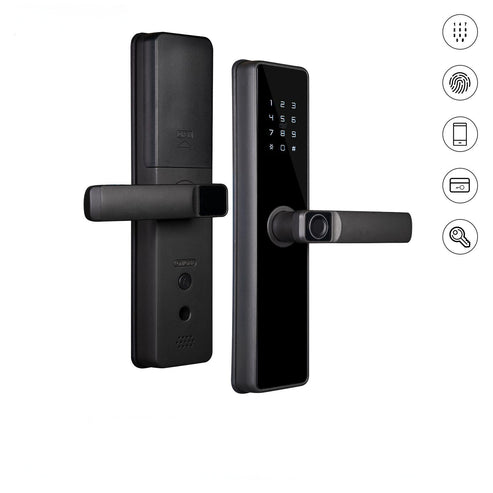WiFi Smart Door Lock with Fingerprint - Remote Unlock via App, Anti-Hijack & Tamper Alarm, 5 Unlock Methods (PIN/Key/Card/Alexa/Finger), Auto-Lock, Works with Google Home