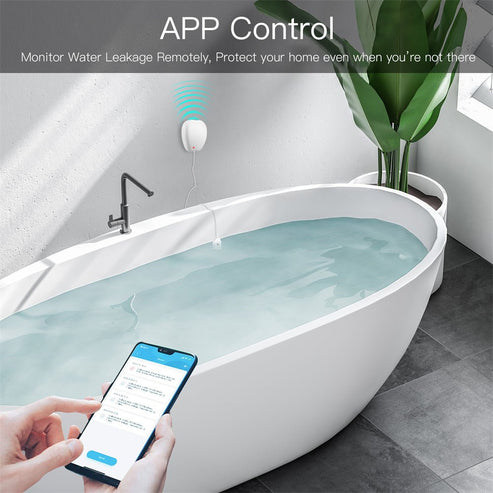 WiFi Smart Water Leak Detector - Flood Sensor Alarm with Real-Time App Alerts, Wireless Moisture & Pipe Leakage Sensor, Works with Alexa & Google Home for Home Security