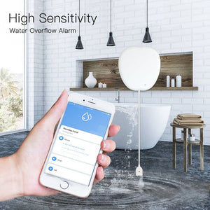 WiFi Smart Water Leak Detector - Flood Sensor Alarm with App Alerts, Wireless Moisture & Pipe Leakage Sensor for Home, Works with Alexa & Google Home, Smart Life/Tuya Compatible, Battery Powered