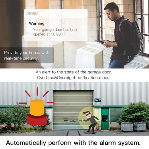 WiFi Smart Garage Door Opener Controller – Wireless Remote Control Relay DIY Module, Works with Alexa & Google Home, No Hub Required, Smartphone App Control, for iOS Android