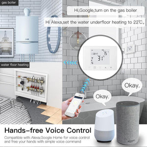 WiFi Smart Thermostat - LCD Wall-Mounted Temperature Controller for Gas Boiler & Water Underfloor Heating, Programmable, Works with Alexa & Google Home