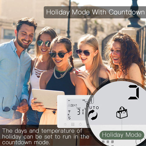 WiFi Smart Thermostat - LCD Wall-Mounted Temperature Controller for Gas Boiler & Water Underfloor Heating, Programmable, Works with Alexa & Google Home