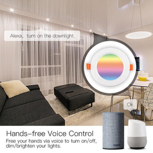 MOES WiFi Smart Downlight, 7W RGB Color Changing LED Recessed Light, Dimmable Round Spotlight, Works with Alexa & Google Home, 16 Million Colors, 2700K-6500K Tunable White, Voice & App Control