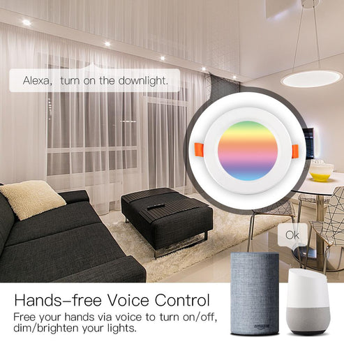 MOES WiFi Smart Downlight, 7W RGB Color Changing LED Recessed Light, Dimmable Round Spotlight, Works with Alexa & Google Home, 16 Million Colors, 2700K-6500K Tunable White, Voice & App Control