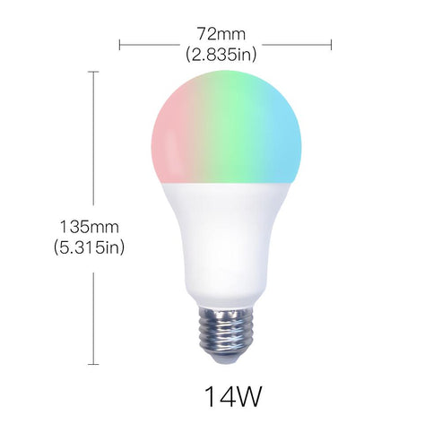 WiFi Smart LED Light Bulb, 14W RGB + CCT Color Changing Bulb, Dimmable, Compatible with Alexa & Google Home, Energy Saving, Timer Function, Works with Smartphone App, Voice Control, Soft White to Multicolor