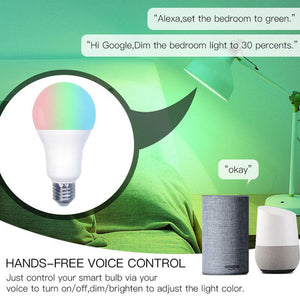 WiFi Smart LED Light Bulb, 14W RGB + CCT Color Changing Bulb, Dimmable, Compatible with Alexa & Google Home, Energy Saving, Timer Function, Works with Smartphone App, Voice Control, Soft White to Multicolor