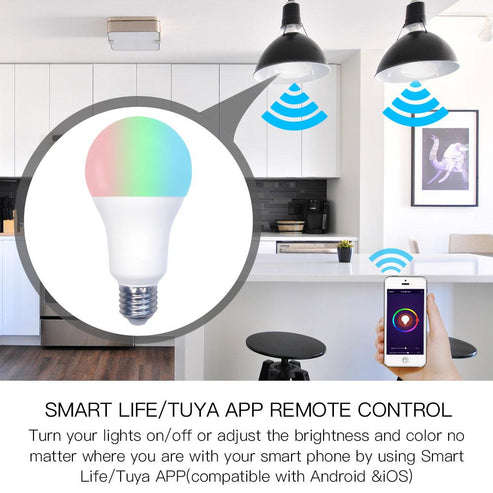 WiFi Smart LED Light Bulb, 14W RGB + CCT Color Changing Bulb, Dimmable, Compatible with Alexa & Google Home, Energy Saving, Timer Function, Works with Smartphone App, Voice Control, Soft White to Multicolor