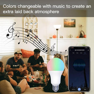 WiFi Smart LED Light Bulb, 14W RGB + CCT Color Changing Bulb, Dimmable, Compatible with Alexa & Google Home, Energy Saving, Timer Function, Works with Smartphone App, Voice Control, Soft White to Multicolor