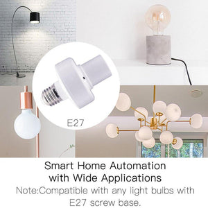 MOES WiFi Smart Light Bulb Adapter, E27 Lamp Holder with Timer & Remote Control, Works with Alexa/Google Home, 85-250V, Converts Regular Bulbs to Smart, No Hub Required, White