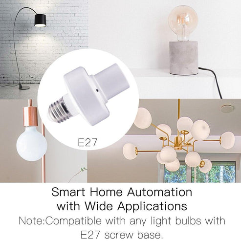 MOES WiFi Smart Light Bulb Adapter, E27 Lamp Holder with Timer & Remote Control, Works with Alexa/Google Home, 85-250V, Converts Regular Bulbs to Smart, No Hub Required