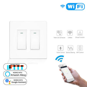 WiFi Smart In-Wall Light Switch 2/3/4 Gang, Compatible with Alexa & Google Home, No Hub Required, Touch Panel Push Button, Remote Control & Timer, Neutral Wire Needed, FCC Certified (US Version)