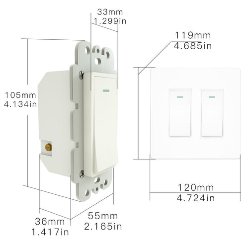 WiFi Smart In-Wall Light Switch 2/3/4 Gang, Compatible with Alexa & Google Home, No Hub Required, Touch Panel Push Button, Remote Control & Timer, Neutral Wire Needed, FCC Certified (US Version)