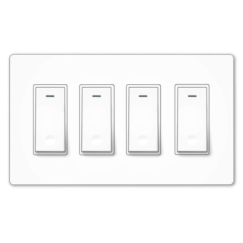 WiFi Smart In-Wall Light Switch 2/3/4 Gang, Compatible with Alexa & Google Home, No Hub Required, Touch Panel Push Button, Remote Control & Timer, Neutral Wire Needed, FCC Certified (US Version)