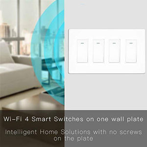 WiFi Smart In-Wall Light Switch 2/3/4 Gang, Compatible with Alexa & Google Home, No Hub Required, Touch Panel Push Button, Remote Control & Timer, Neutral Wire Needed, FCC Certified (US Version)