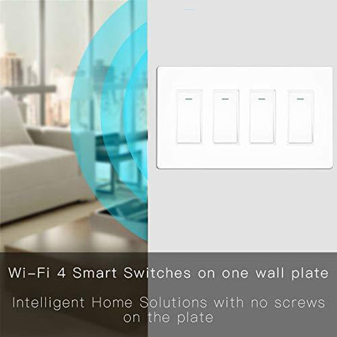 WiFi Smart In-Wall Light Switch 2/3/4 Gang, Compatible with Alexa & Google Home, No Hub Required, Touch Panel Push Button, Remote Control & Timer, Neutral Wire Needed, FCC Certified (US Version)