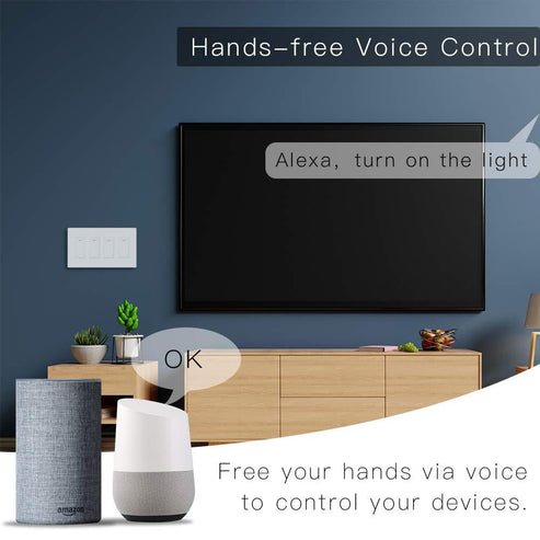 WiFi Smart In-Wall Light Switch 2/3/4 Gang, Compatible with Alexa & Google Home, No Hub Required, Touch Panel Push Button, Remote Control & Timer, Neutral Wire Needed, FCC Certified (US Version)