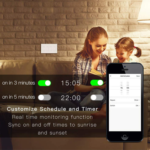 WiFi Smart In-Wall Light Switch 2/3/4 Gang, Compatible with Alexa & Google Home, No Hub Required, Touch Panel Push Button, Remote Control & Timer, Neutral Wire Needed, FCC Certified (US Version)