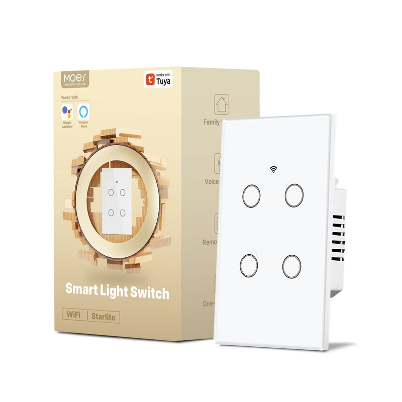WiFi Smart Light Switch US - No Neutral Wire Required, Glass Touch Panel Wall Switch, Works with Alexa/Google/HomeKit, App & Voice Control, UL Certified