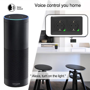 WiFi Smart Light Switch & Socket Outlet - EU Version, Push Button Wall Switch, Works with Alexa/Google Home, No Hub Required, Timer & Remote Control (Neutral Wire Required)