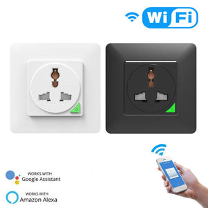 WiFi Smart Light Switch & Socket Outlet - Universal Version, Push Button Control, Works with Alexa/Google Home, No Hub Required, Timer Function, Remote Access (Neutral Wire Optional)
