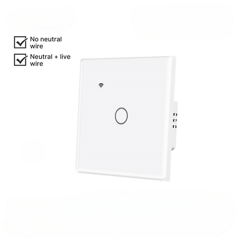 WiFi Smart Light Switch EU - No Neutral Wire Required, Touch Panel Wall Switch, Works with Alexa/Google/HomeKit, App & Voice Control, CE Certified