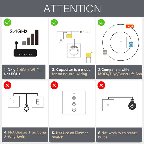 WiFi Smart Light Switch EU - No Neutral Wire Required, Touch Panel Wall Switch, Works with Alexa/Google/HomeKit, App & Voice Control, CE Certified