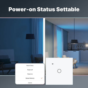 WiFi Smart Light Switch EU - No Neutral Wire Required, Touch Panel Wall Switch, Works with Alexa/Google/HomeKit, App & Voice Control, CE Certified