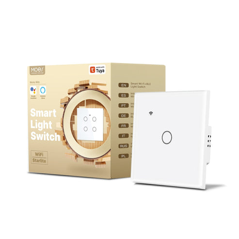 WiFi Smart Light Switch EU - No Neutral Wire Required, Touch Panel Wall Switch, Works with Alexa/Google/HomeKit, App & Voice Control, CE Certified
