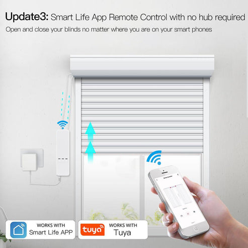 WiFi Smart Motorized Chain Roller Blinds – Electric Curtain Motor Drive with RF Remote & App Control – Compatible with Alexa, Google Home – Automatic Window Shades for Home Automation (White, 28-79in)