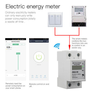 WiFi Smart Energy Monitoring Meter – 110V/220V Power Consumption Electricity Usage Monitor – Real-Time Tracking via App – Compatible with Alexa & Google Home – for Home, Solar, RV, Appliances
