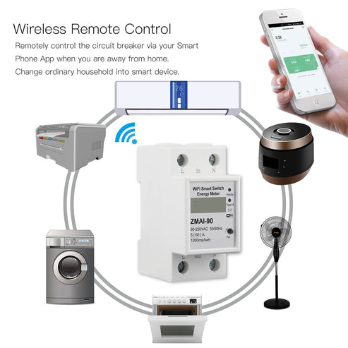 WiFi Smart Energy Monitoring Meter – 110V/220V Power Consumption Electricity Usage Monitor – Real-Time Tracking via App – Compatible with Alexa & Google Home – for Home, Solar, RV, Appliances