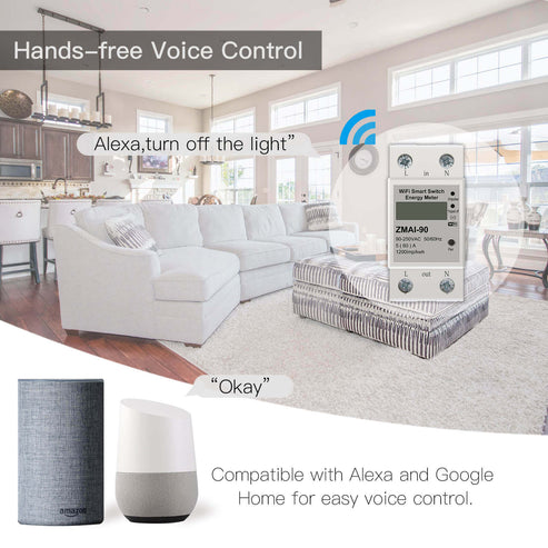 WiFi Smart Energy Monitoring Meter – 110V/220V Power Consumption Electricity Usage Monitor – Real-Time Tracking via App – Compatible with Alexa & Google Home – for Home, Solar, RV, Appliances