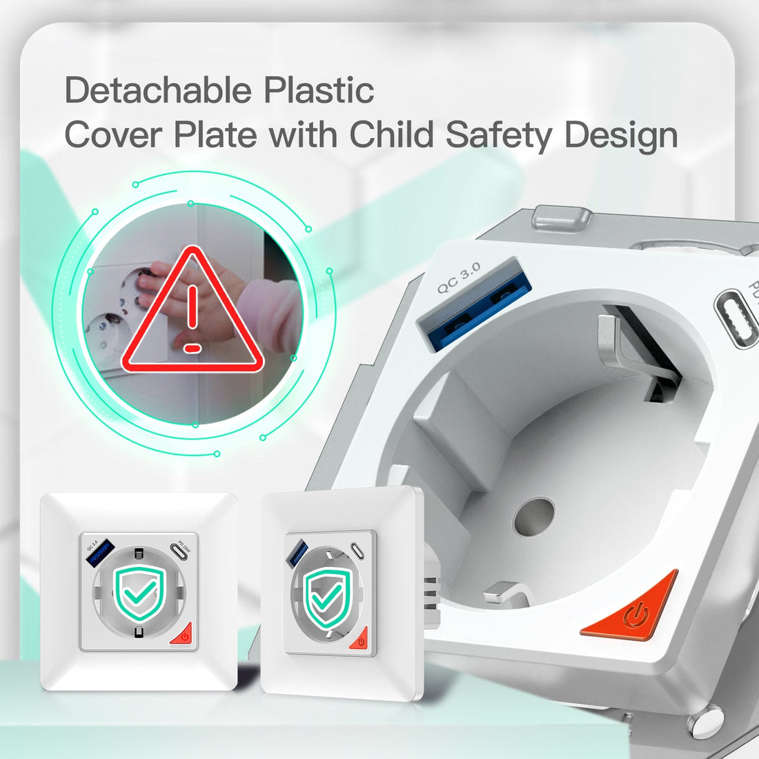 WiFi Smart Socket 16A EU - Power Outlet with Fast Charge USB Type-C, Works with Alexa/Google Home, No Hub Required, Energy Monitoring, Timer Function (2500W Max)