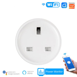 WiFi Smart Plug UK Version, Smart Socket with Energy Monitoring, Works with Alexa & Google Home, 15A/3680W, No Hub Required, Remote Control via App, Timer & Schedule, 2.4GHz WiFi Only