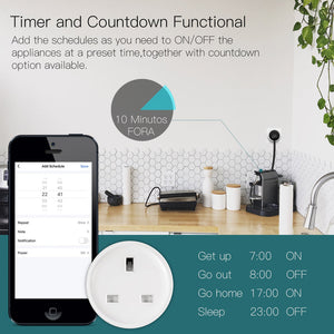 WiFi Smart Plug UK Version, Smart Socket with Energy Monitoring, Works with Alexa & Google Home, 15A/3680W, No Hub Required, Remote Control via App, Timer & Schedule, 2.4GHz WiFi Only