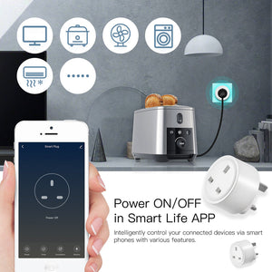 WiFi Smart Plug UK Version, Smart Socket with Energy Monitoring, Works with Alexa & Google Home, 15A/3680W, No Hub Required, Remote Control via App, Timer & Schedule, 2.4GHz WiFi Only