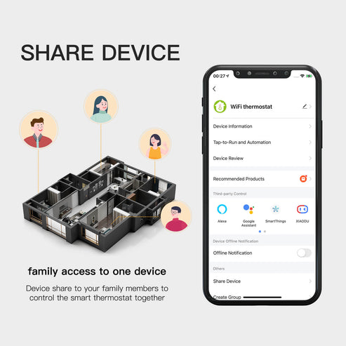 WiFi Smart Thermostat - BHT 002 Programmable Temperature Controller for Water Floor Heating/Electric Heating/Water & Gas Boiler, LCD Touch Screen, Works with Alexa & Google Home