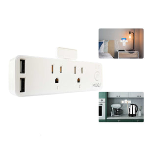 Smart WiFi US Outlet Extender - Multi Plug Power Strip with Shelf, Works with Alexa/Google Home, Adjustable Light Modes, Relay Status Indicator, No Hub Required, 15A/1875W (3 Outlets + 2 USB Ports)