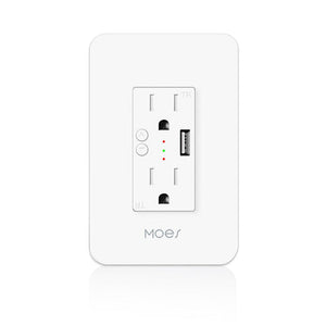 Smart WiFi Power Wall Socket with 2 USB Ports & 2 AC Outlets (15A) - Works with Alexa & Google Home, Remote Control, No Hub Required, Energy Monitoring, Timer Function