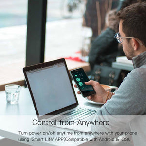 Smart WiFi Power Wall Socket with 2 USB Ports & 2 AC Outlets (15A) - Works with Alexa & Google Home, Remote Control, No Hub Required, Energy Monitoring, Timer Function