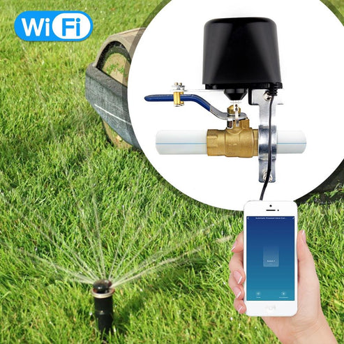 WiFi Smart Water Valve Controller - Automatic Irrigation Timer for Garden, Lawn, Gas & Water Lines, Works with Alexa/Google Home, IP66 Waterproof, Remote Control via App (No Hub Required)