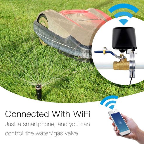WiFi Smart Water Valve Controller - Automatic Irrigation Timer for Garden, Lawn, Gas & Water Lines, Works with Alexa/Google Home, IP66 Waterproof, Remote Control via App (No Hub Required)