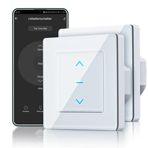 Smart WiFi Curtain Switch - Touch Control for Motorized Curtains & Roller Blinds, Works with Alexa/Google Home, App Remote Control, Timer & Voice Command, No Hub Required, CE Certified (EU Version)