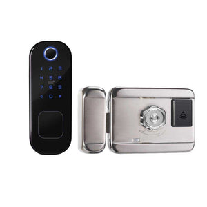 WiFi Tuya Smart Door Lock - Fingerprint & Digital Password Entry, Works with Alexa/Google Home, APP Remote Control, Auto-Lock, Anti-Theft Alarm, for Home/Office (Black)