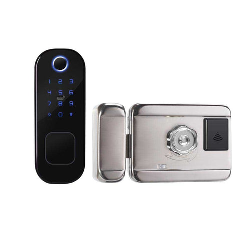 WiFi Tuya Smart Door Lock - Fingerprint & Digital Password Entry, Works with Alexa/Google Home, APP Remote Control, Auto-Lock, Anti-Theft Alarm, for Home/Office (Black)
