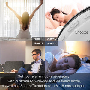 MOES WiFi Smart Alarm Clock with Sunrise Light & Natural Sounds, 7 Color Night Light, FM Radio, Bluetooth Speaker, Works with Alexa, Bedside Clock for Gentle Wake-Up & Sleep Aid