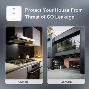 ZigBee CO Detector Alarm - Wireless Carbon Monoxide Sensor with Smart App Alerts, Battery-Powered Gas Leak Detector, Works with Alexa, Google Home, SmartThings for Home Safety