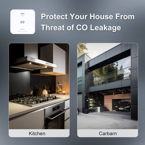 ZigBee CO Detector Alarm - Wireless Carbon Monoxide Sensor with Smart App Alerts, Battery-Powered Gas Leak Detector, Works with Alexa, Google Home, SmartThings for Home Safety