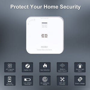 ZigBee CO Detector Alarm - Wireless Carbon Monoxide Sensor with Smart App Alerts, Battery-Powered Gas Leak Detector, Works with Alexa, Google Home, SmartThings for Home Safety