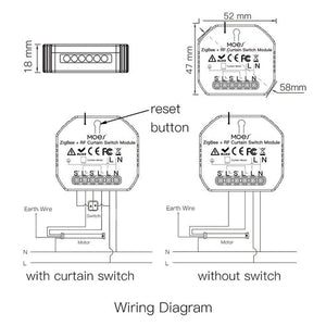 ZigBee & RF433 Smart Curtain Switch Module for Electric Motorized Roller Blinds & Shutter Motors - Works with Alexa/Google Home, Hub Required, Timing & Remote Control, Neutral Wire Needed